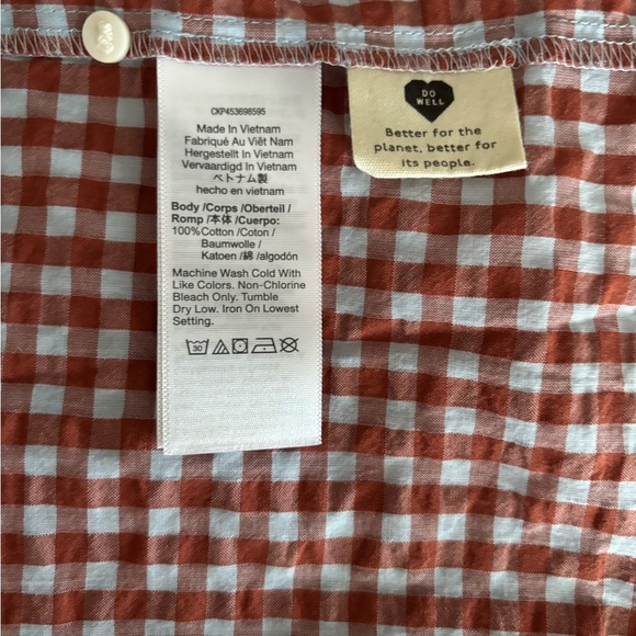 Casual Rust/Gray Crew Neck Raglan Sleeve Gingham Seersucker Sundress - Picture 7 of 10